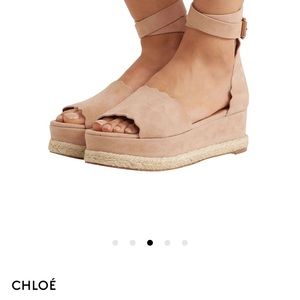 Neutral suede Chloe platform sandals. Worn twice. Comes with box and dust bag.